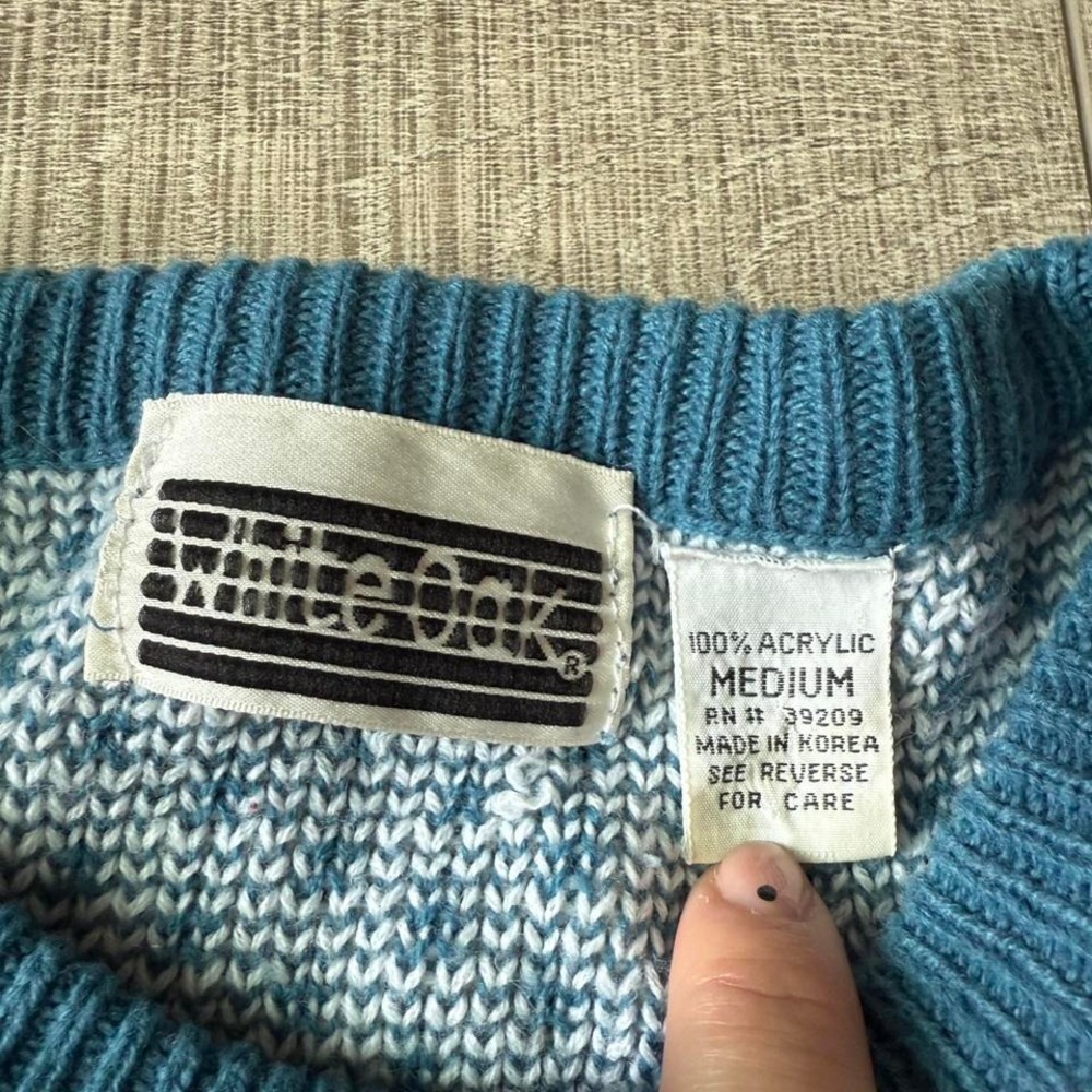 Vintage White Oak Knit Sweater – Geometric Pattern (Made in Korea, M) - Picture 5 of 7